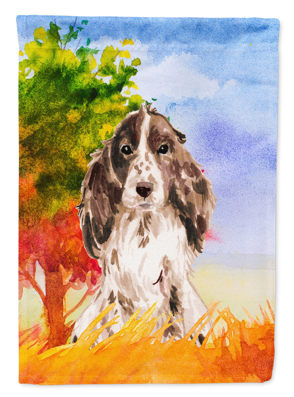 Fall Chocolate Parti Cocker Spaniel House Flag 28x40 Porch Sleeve Pole Decorative Outside Yard Banner Artwork Wall Hanging, Polyester