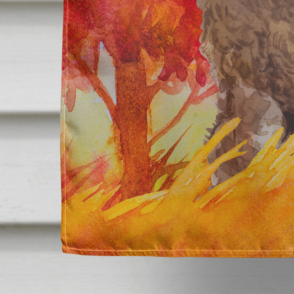 Fall Chocolate Labradoodle House Flag 28x40 Porch Sleeve Pole Decorative Outside Yard Banner Artwork Wall Hanging, Polyester