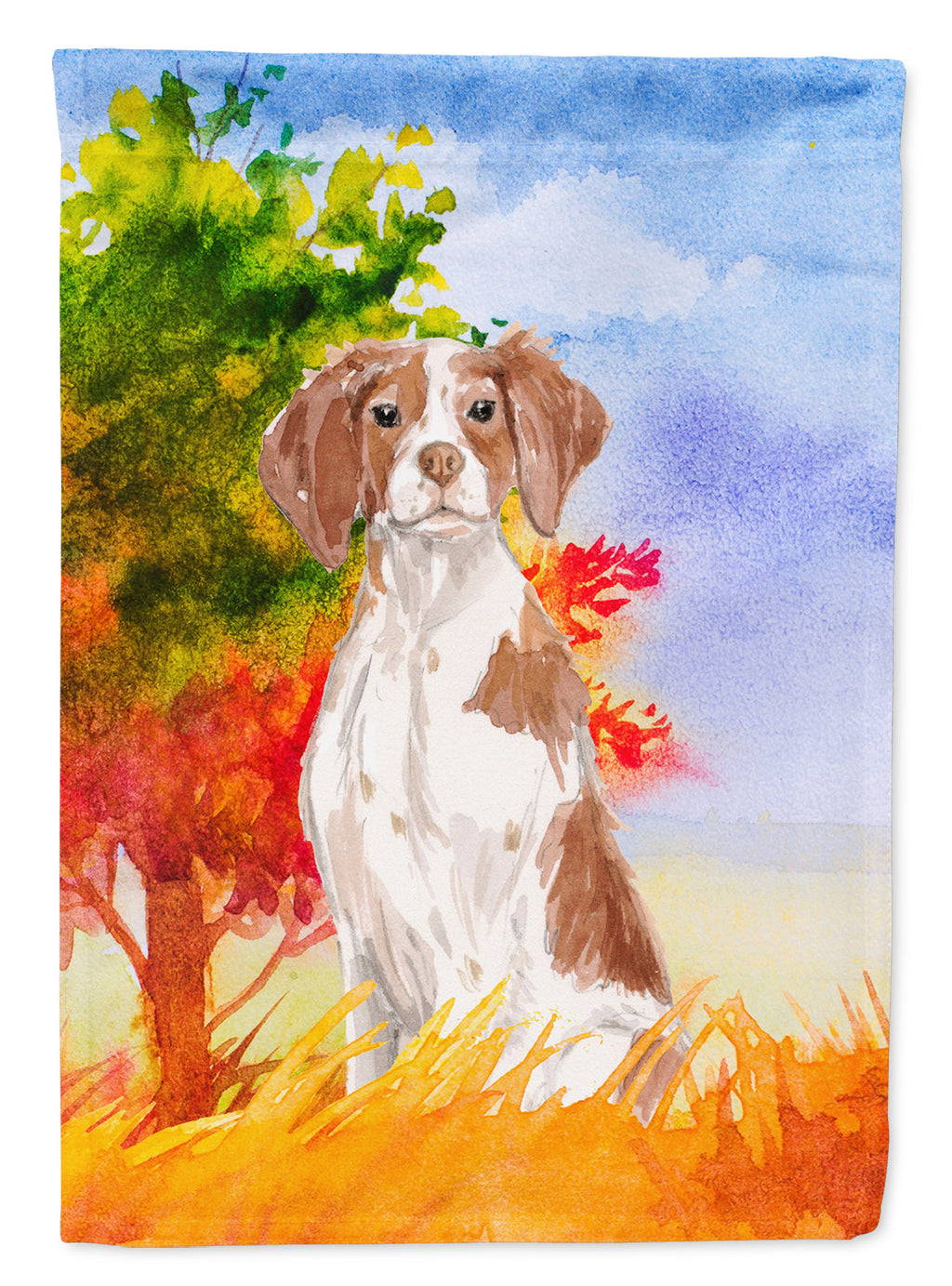 Fall Brittany Spaniel House Flag 28x40 Porch Sleeve Pole Decorative Outside Yard Banner Artwork Wall Hanging, Polyester