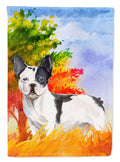 Fall French Bulldog House Flag 28x40 Porch Sleeve Pole Decorative Outside Yard Banner Artwork Wall Hanging, Polyester