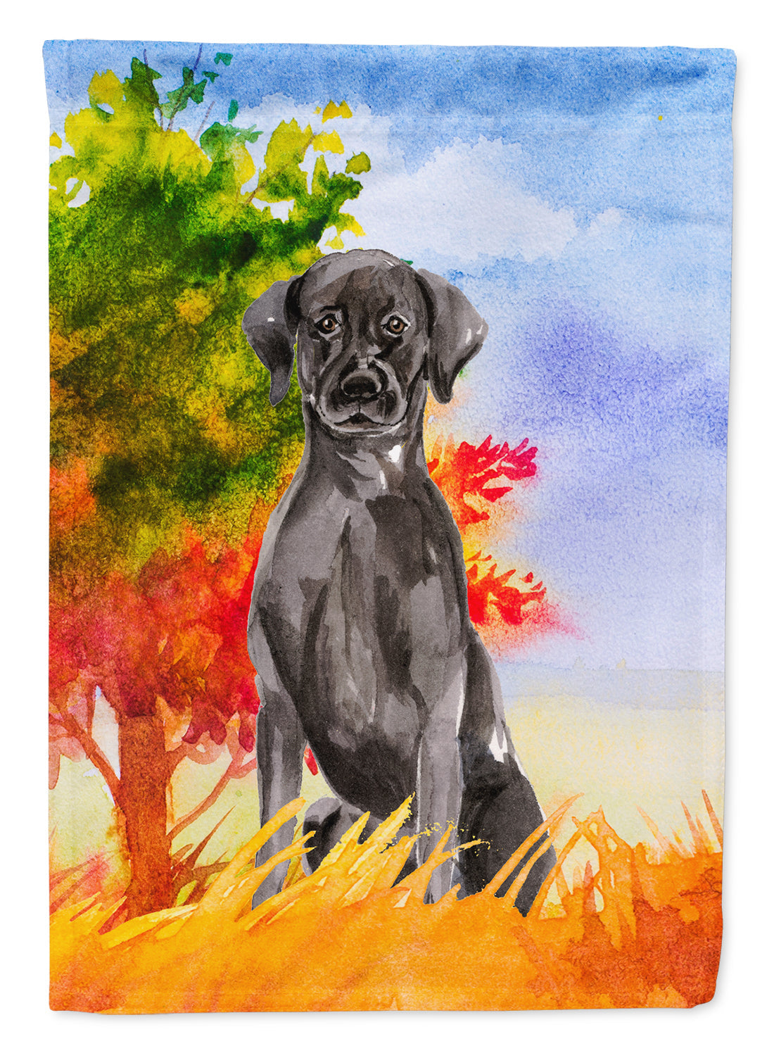 Fall Black Labrador Retriever House Flag 28x40 Porch Sleeve Pole Decorative Outside Yard Banner Artwork Wall Hanging, Polyester