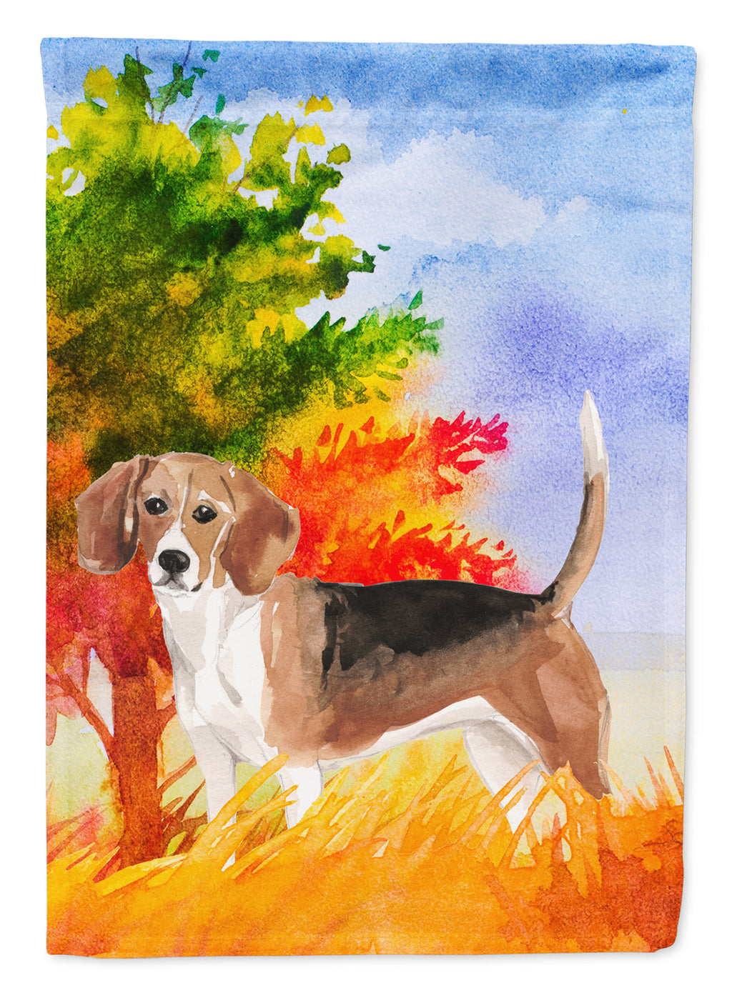 Fall Beagle House Flag 28x40 Porch Sleeve Pole Decorative Outside Yard Banner Artwork Wall Hanging, Polyester