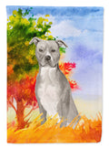 Fall Staffordshire Bull Terrier House Flag 28x40 Porch Sleeve Pole Decorative Outside Yard Banner Artwork Wall Hanging, Polyester