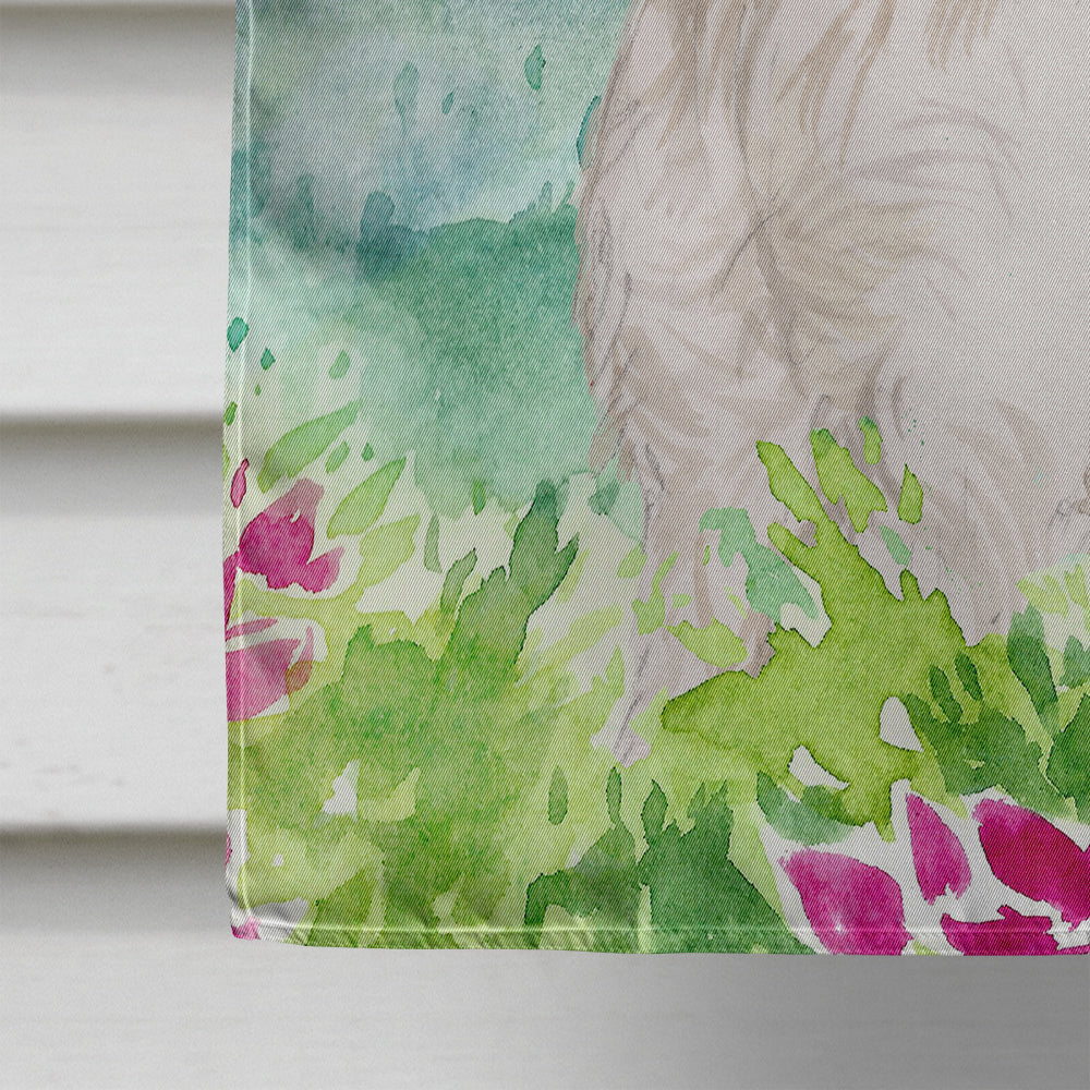 Mountian Flowers Westie House Flag 28x40 Porch Sleeve Pole Decorative Outside Yard Banner Artwork Wall Hanging, Polyester