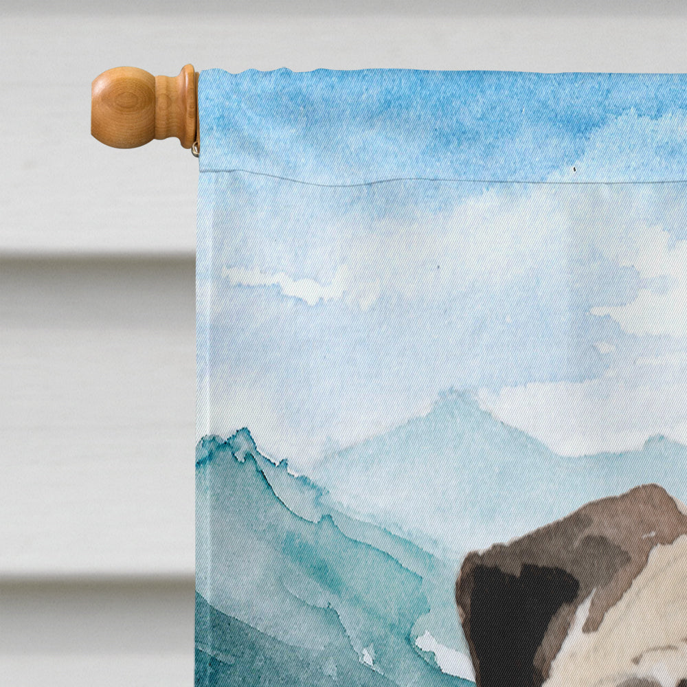 Mountian Flowers Fawn Pug House Flag 28x40 Porch Sleeve Pole Decorative Outside Yard Banner Artwork Wall Hanging, Polyester