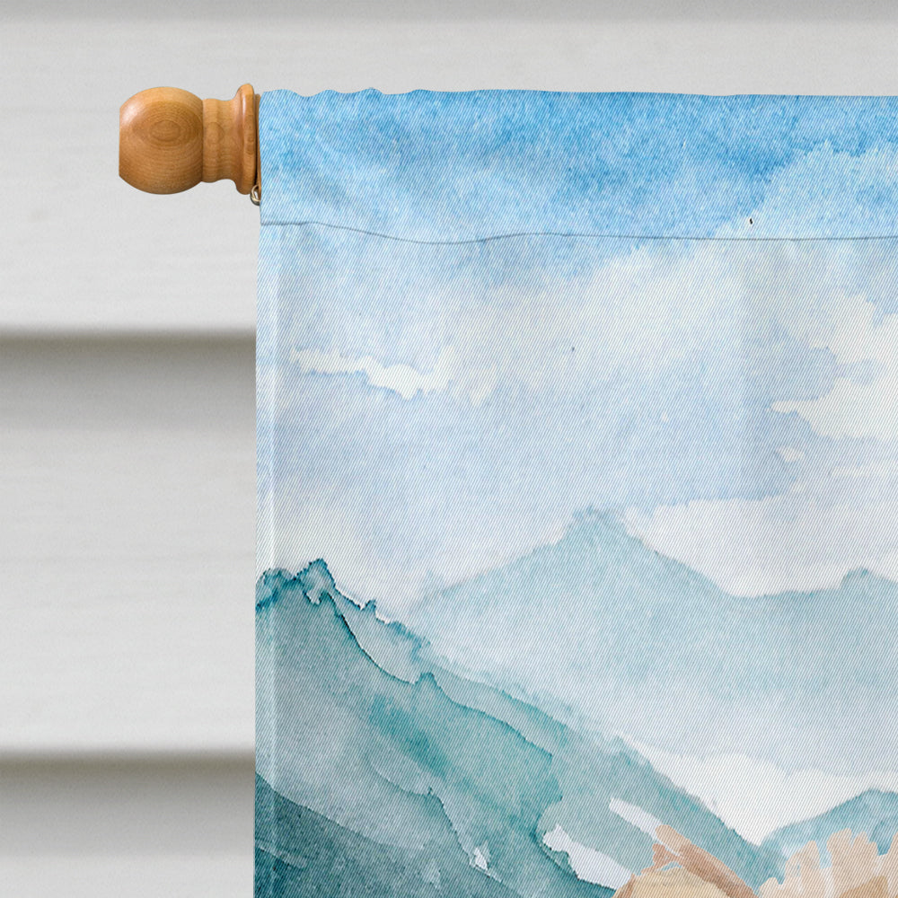 Mountian Flowers Pomeranian House Flag 28x40 Porch Sleeve Pole Decorative Outside Yard Banner Artwork Wall Hanging, Polyester