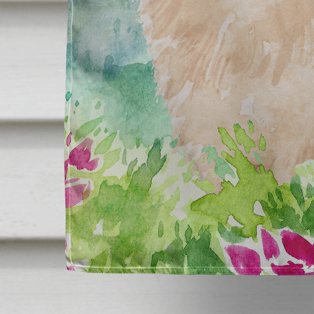 Mountian Flowers Pomeranian House Flag 28x40 Porch Sleeve Pole Decorative Outside Yard Banner Artwork Wall Hanging, Polyester