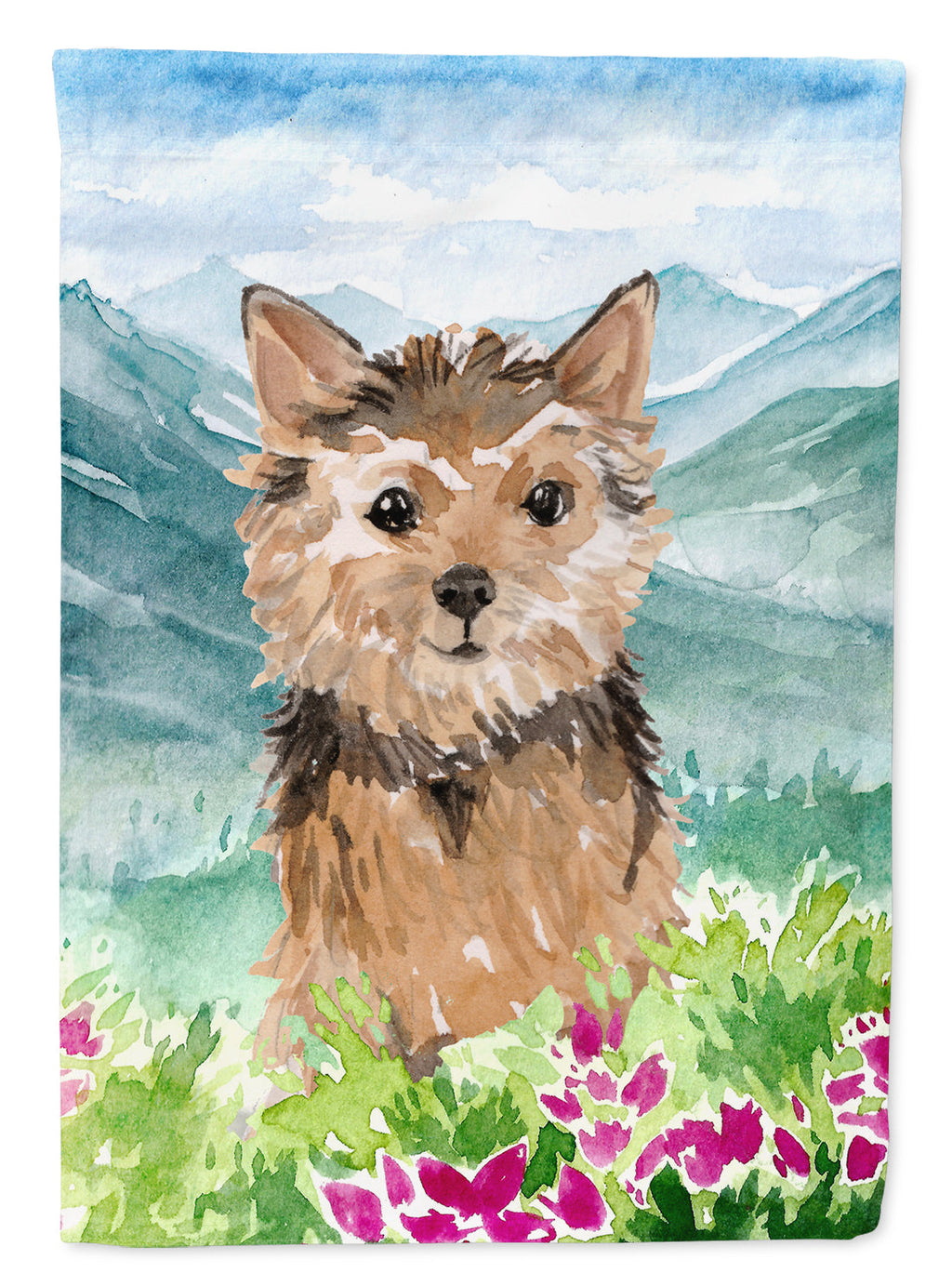 Mountian Flowers Norwich Terrier House Flag 28x40 Porch Sleeve Pole Decorative Outside Yard Banner Artwork Wall Hanging, Polyester