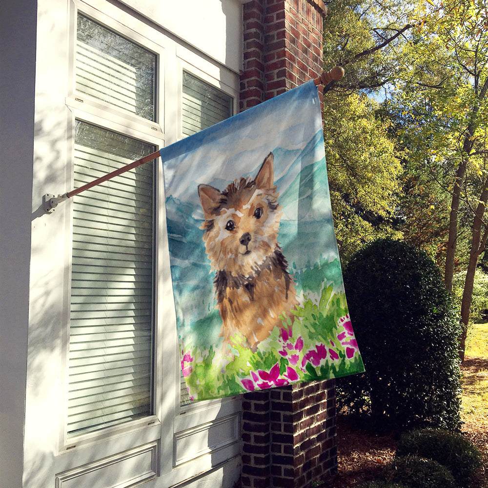 Mountian Flowers Norwich Terrier House Flag 28x40 Porch Sleeve Pole Decorative Outside Yard Banner Artwork Wall Hanging, Polyester