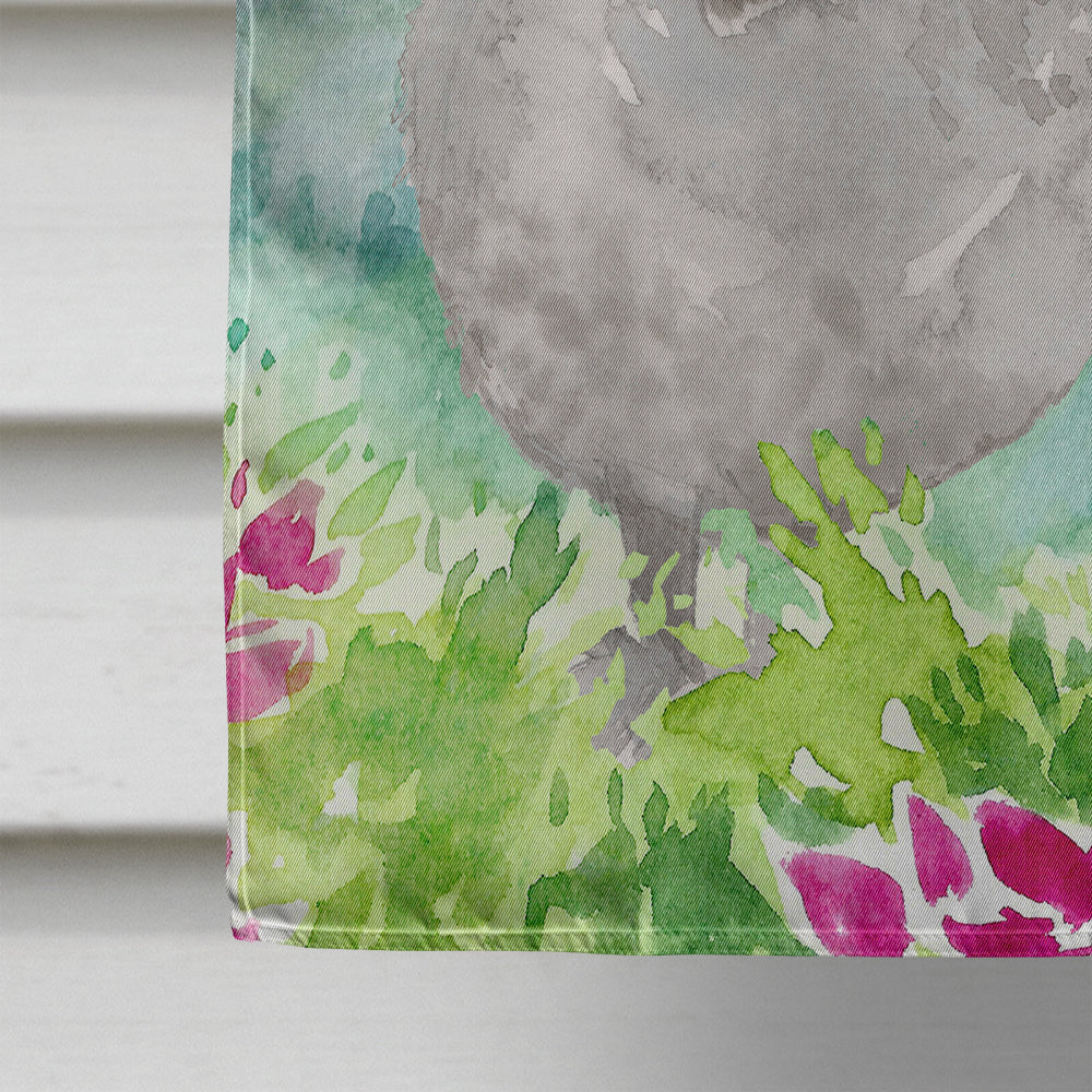 Mountian Flowers Silver Poodle House Flag 28x40 Porch Sleeve Pole Decorative Outside Yard Banner Artwork Wall Hanging, Polyester