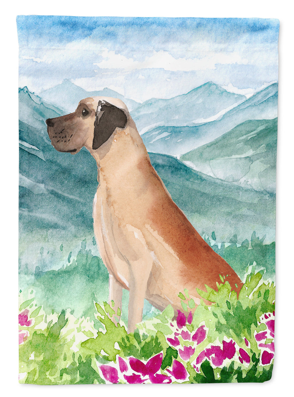 Mountian Flowers Great Dane House Flag 28x40 Porch Sleeve Pole Decorative Outside Yard Banner Artwork Wall Hanging, Polyester
