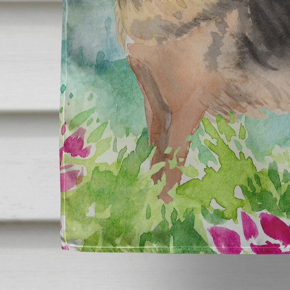 Mountian Flowers German Shepherd House Flag 28x40 Porch Sleeve Pole Decorative Outside Yard Banner Artwork Wall Hanging, Polyester