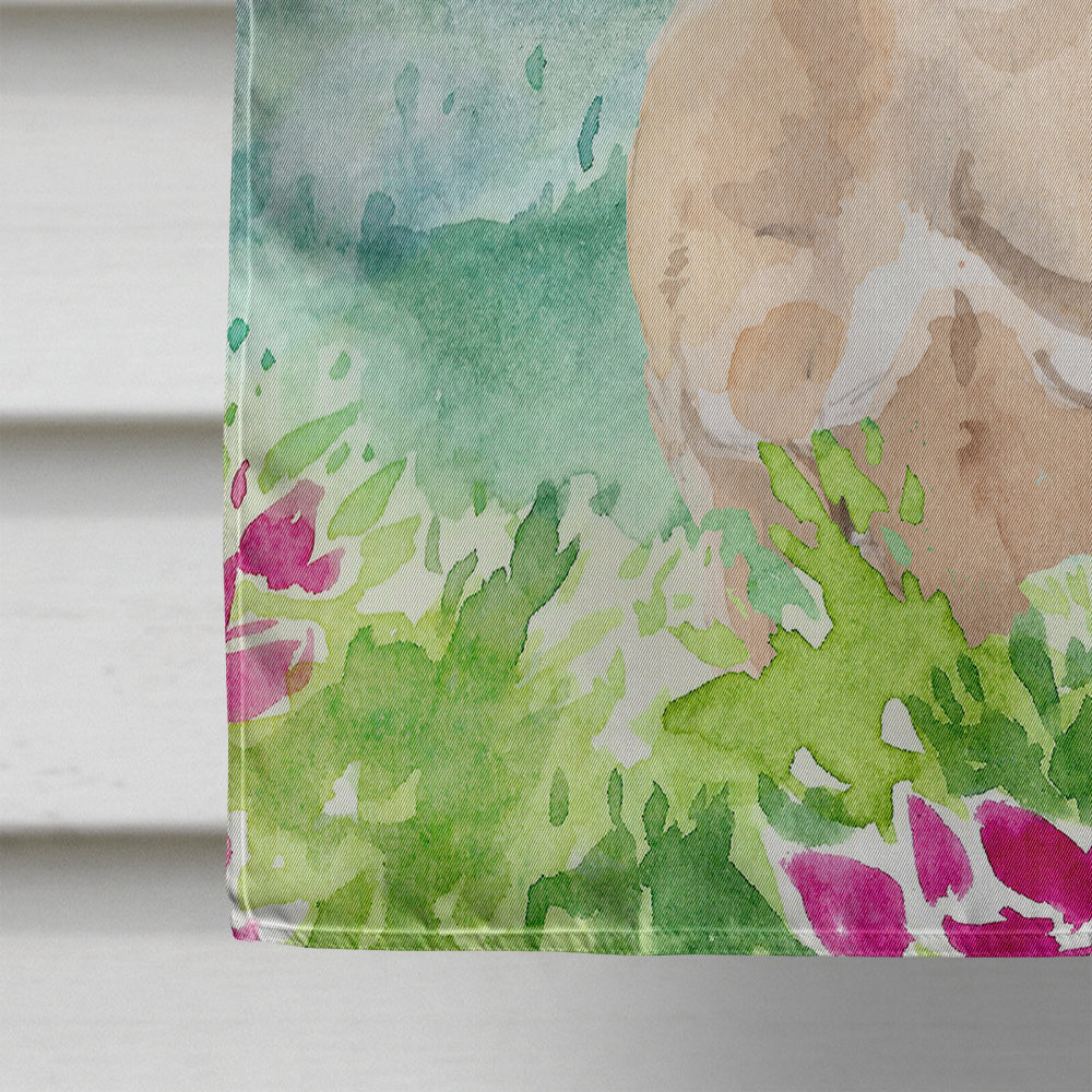 Mountian Flowers Fawn French Bulldog House Flag 28x40 Porch Sleeve Pole Decorative Outside Yard Banner Artwork Wall Hanging, Polyester