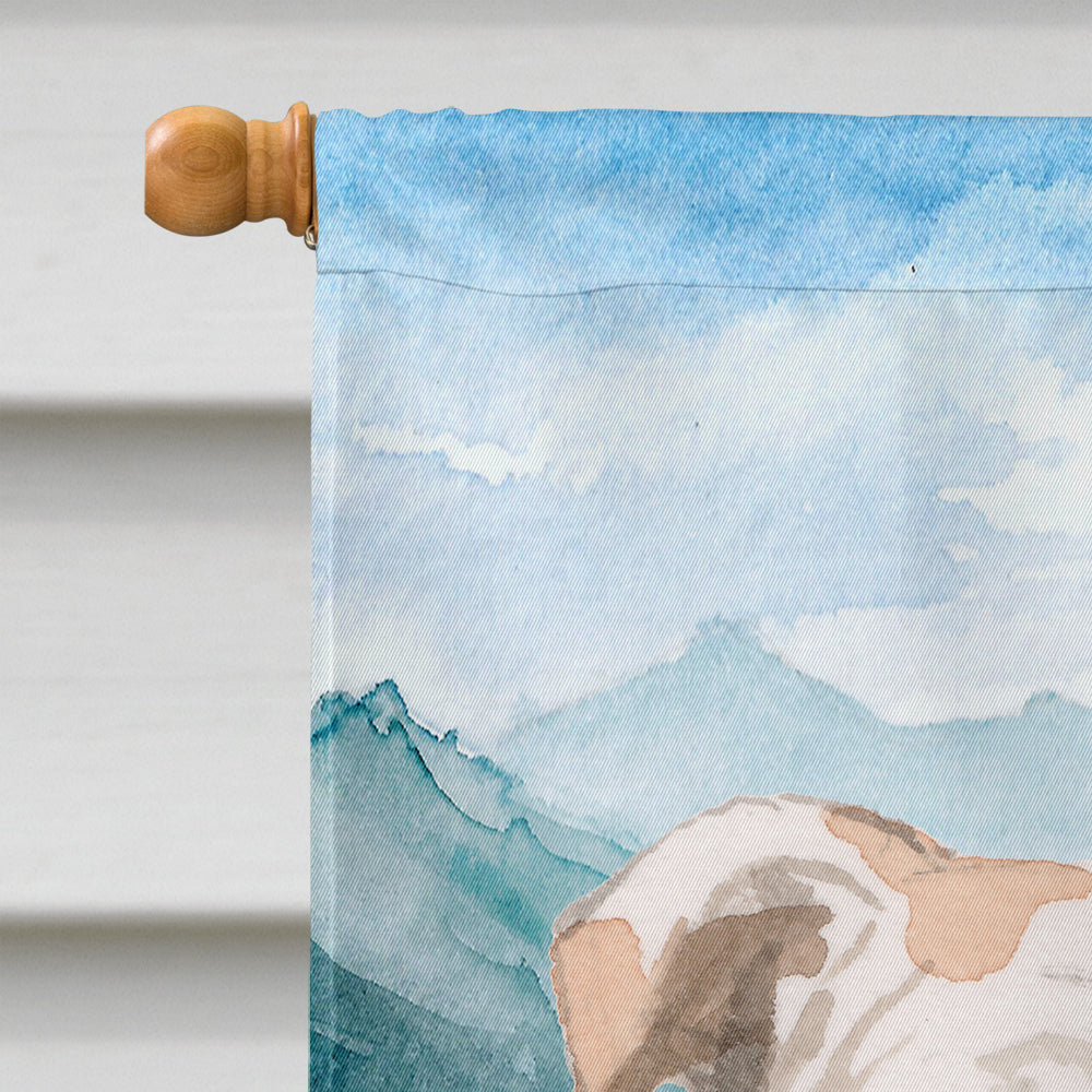 Mountian Flowers English Bulldog House Flag 28x40 Porch Sleeve Pole Decorative Outside Yard Banner Artwork Wall Hanging, Polyester