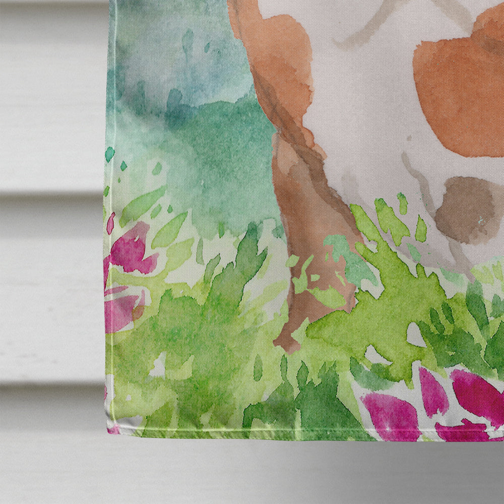 Mountian Flowers English Bulldog House Flag 28x40 Porch Sleeve Pole Decorative Outside Yard Banner Artwork Wall Hanging, Polyester