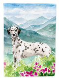 Mountian Flowers Dalmatian House Flag 28x40 Porch Sleeve Pole Decorative Outside Yard Banner Artwork Wall Hanging, Polyester
