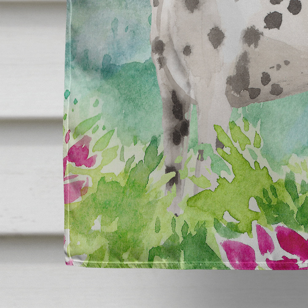 Mountian Flowers Dalmatian House Flag 28x40 Porch Sleeve Pole Decorative Outside Yard Banner Artwork Wall Hanging, Polyester