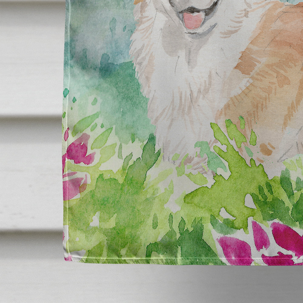 Mountian Flowers Corgi House Flag 28x40 Porch Sleeve Pole Decorative Outside Yard Banner Artwork Wall Hanging, Polyester