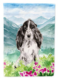 Mountian Flowers Black Parti Cocker Spaniel House Flag 28x40 Porch Sleeve Pole Decorative Outside Yard Banner Artwork Wall Hanging, Polyester