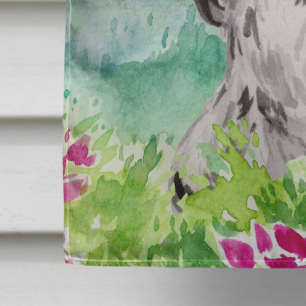 Mountian Flowers Black Parti Cocker Spaniel House Flag 28x40 Porch Sleeve Pole Decorative Outside Yard Banner Artwork Wall Hanging, Polyester