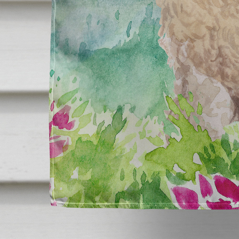 Mountian Flowers Goldendoodle House Flag 28x40 Porch Sleeve Pole Decorative Outside Yard Banner Artwork Wall Hanging, Polyester
