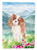 Mountian Flowers Blenheim Cavalier Spaniel House Flag 28x40 Porch Sleeve Pole Decorative Outside Yard Banner Artwork Wall Hanging, Polyester