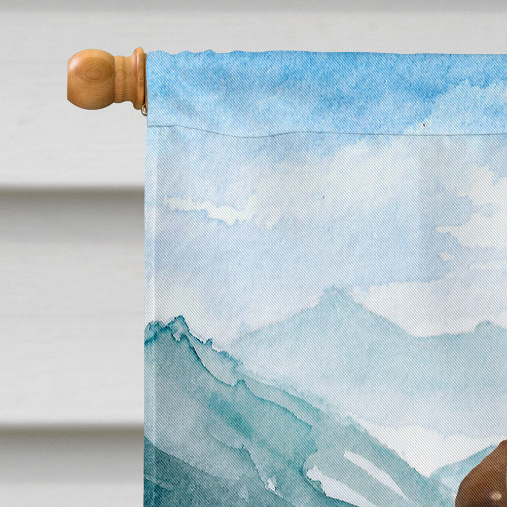 Mountian Flowers Chocolate Lab House Flag 28x40 Porch Sleeve Pole Decorative Outside Yard Banner Artwork Wall Hanging, Polyester