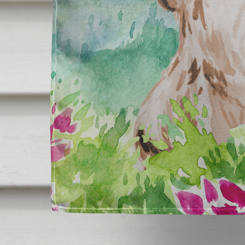 Mountian Flowers Chocolate Parti Cocker Spaniel House Flag 28x40 Porch Sleeve Pole Decorative Outside Yard Banner Artwork Wall Hanging, Polyester