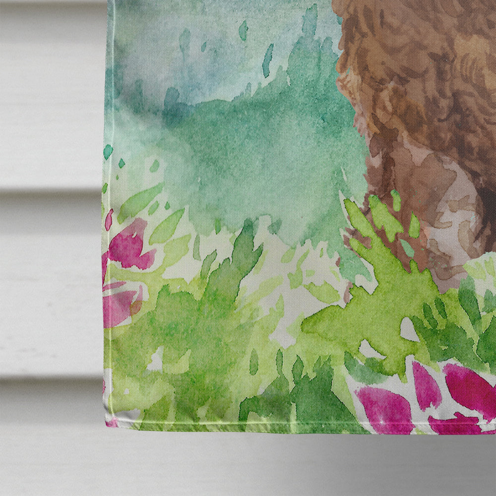Mountian Flowers Labradoodle House Flag 28x40 Porch Sleeve Pole Decorative Outside Yard Banner Artwork Wall Hanging, Polyester