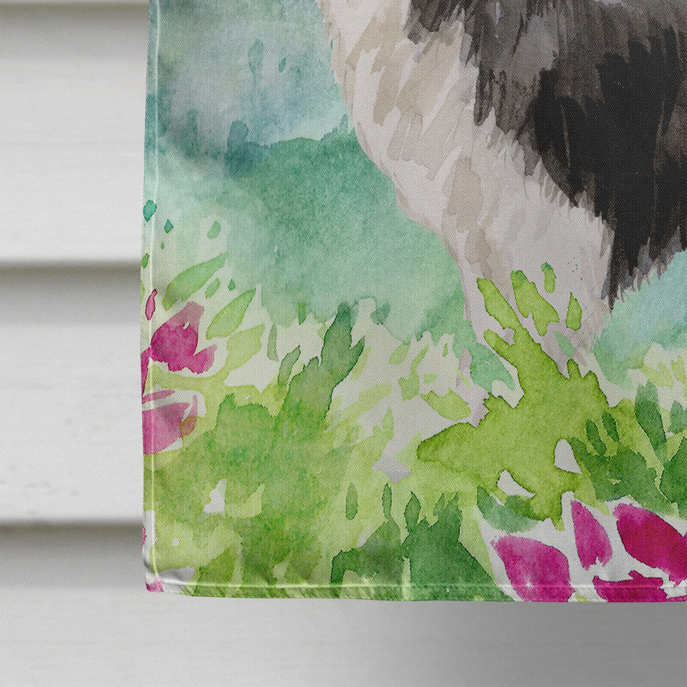 Mountian Flowers Border Collie House Flag 28x40 Porch Sleeve Pole Decorative Outside Yard Banner Artwork Wall Hanging, Polyester