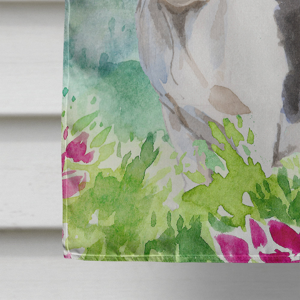 Mountian Flowers French Bulldog House Flag 28x40 Porch Sleeve Pole Decorative Outside Yard Banner Artwork Wall Hanging, Polyester