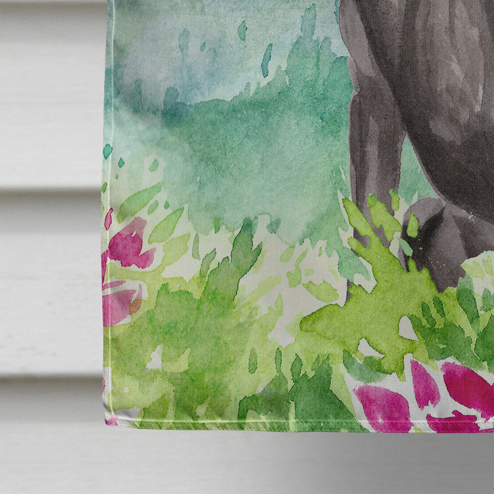 Mountian Flowers Black Lab House Flag 28x40 Porch Sleeve Pole Decorative Outside Yard Banner Artwork Wall Hanging, Polyester