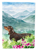 Mountian Flowers Dachshund House Flag 28x40 Porch Sleeve Pole Decorative Outside Yard Banner Artwork Wall Hanging, Polyester