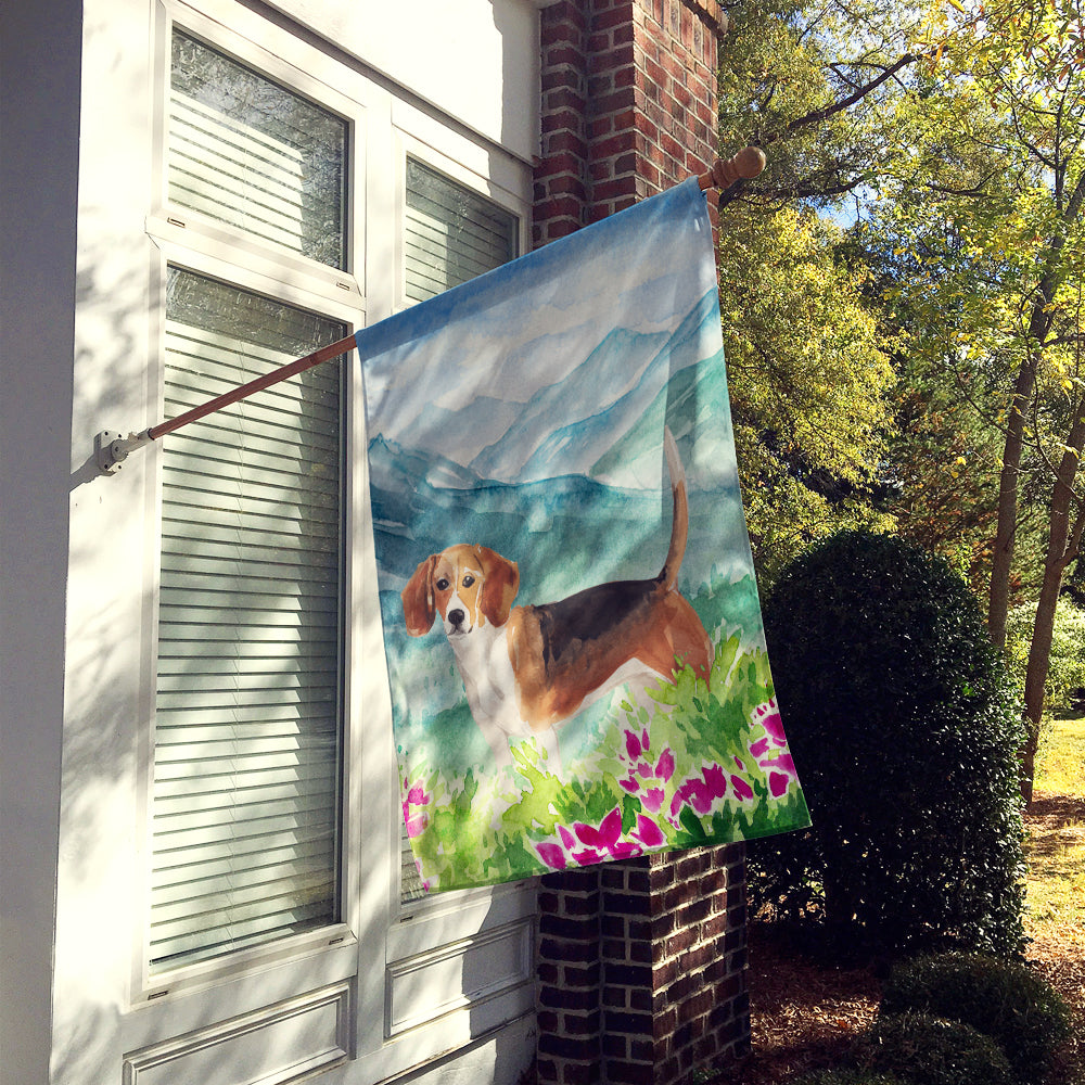 Mountian Flowers Beagle House Flag 28x40 Porch Sleeve Pole Decorative Outside Yard Banner Artwork Wall Hanging, Polyester