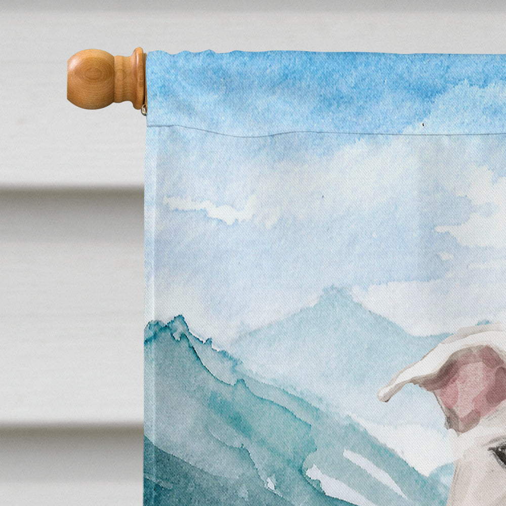 Mountian Flowers White Staffie Bull Terrier House Flag 28x40 Porch Sleeve Pole Decorative Outside Yard Banner Artwork Wall Hanging, Polyester