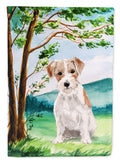 Under the Tree Jack Russell Terrier House Flag 28x40 Porch Sleeve Pole Decorative Outside Yard Banner Artwork Wall Hanging, Polyester