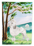 Under the Tree White Poodle House Flag 28x40 Porch Sleeve Pole Decorative Outside Yard Banner Artwork Wall Hanging, Polyester
