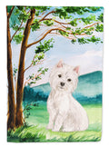 Under the Tree Westie House Flag 28x40 Porch Sleeve Pole Decorative Outside Yard Banner Artwork Wall Hanging, Polyester