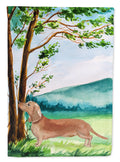 Under the Tree Red Dachshund House Flag 28x40 Porch Sleeve Pole Decorative Outside Yard Banner Artwork Wall Hanging, Polyester