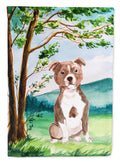 Under the Tree Red Staffie House Flag 28x40 Porch Sleeve Pole Decorative Outside Yard Banner Artwork Wall Hanging, Polyester