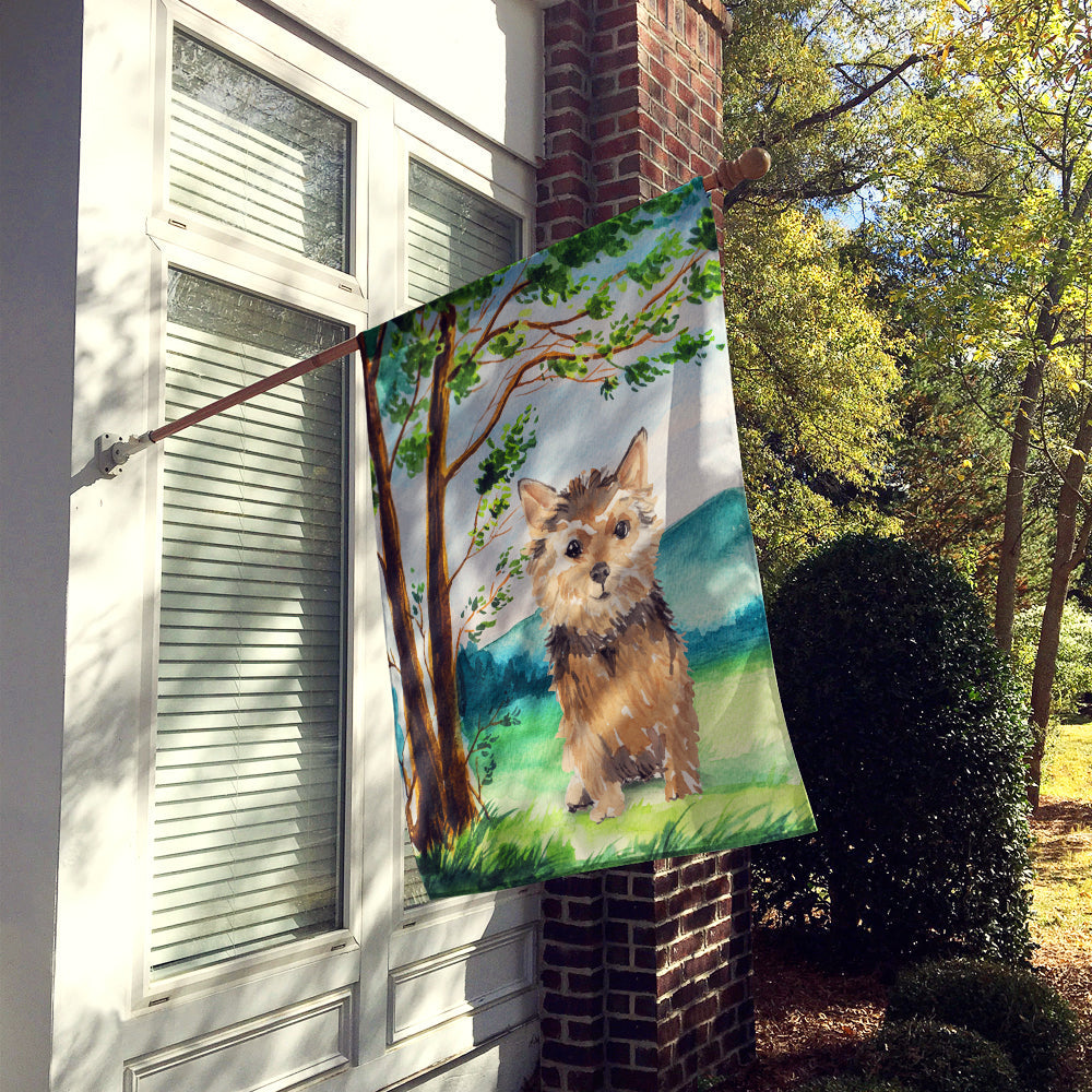 Under the Tree Norwich Terrier House Flag 28x40 Porch Sleeve Pole Decorative Outside Yard Banner Artwork Wall Hanging, Polyester