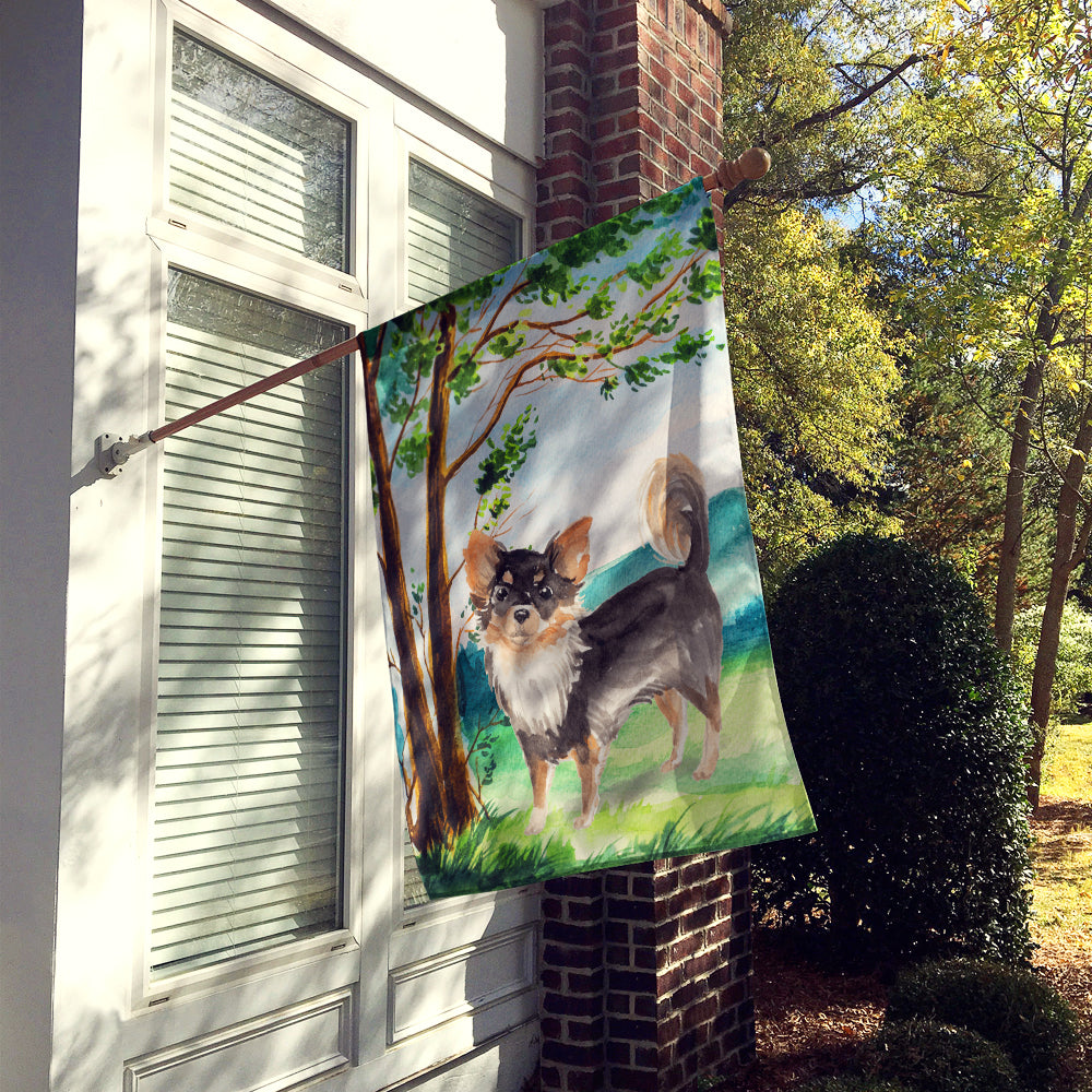 Under the Tree Chihuahua House Flag 28x40 Porch Sleeve Pole Decorative Outside Yard Banner Artwork Wall Hanging, Polyester