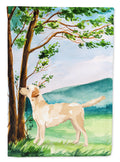 Under the Tree Yellow Labrador House Flag 28x40 Porch Sleeve Pole Decorative Outside Yard Banner Artwork Wall Hanging, Polyester