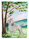 Under the Tree Silver Poodle House Flag 28x40 Porch Sleeve Pole Decorative Outside Yard Banner Artwork Wall Hanging, Polyester