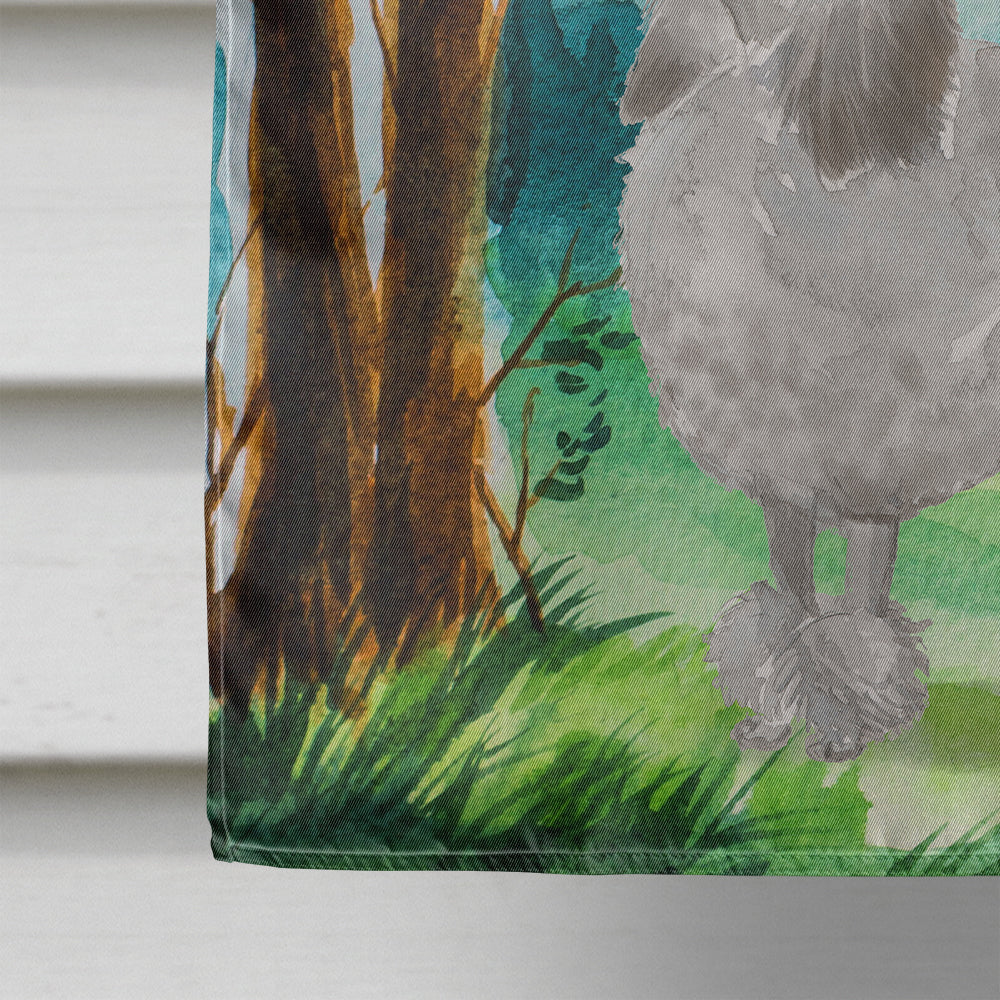 Under the Tree Silver Poodle House Flag 28x40 Porch Sleeve Pole Decorative Outside Yard Banner Artwork Wall Hanging, Polyester