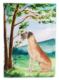 Under the Tree Great Dane House Flag 28x40 Porch Sleeve Pole Decorative Outside Yard Banner Artwork Wall Hanging, Polyester