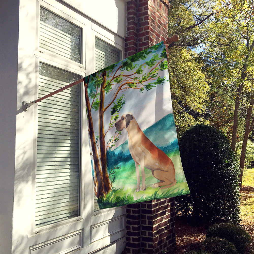 Under the Tree Great Dane House Flag 28x40 Porch Sleeve Pole Decorative Outside Yard Banner Artwork Wall Hanging, Polyester