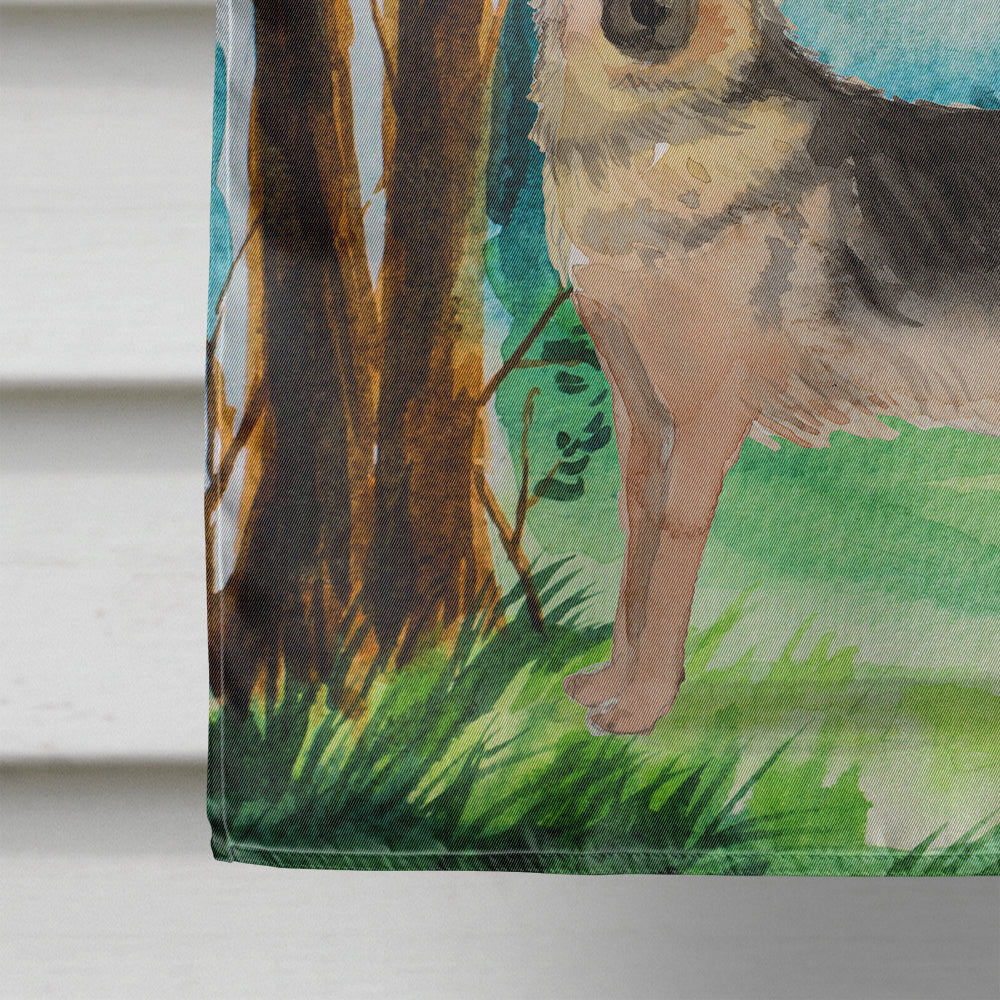 Under the Tree German Shepherd House Flag 28x40 Porch Sleeve Pole Decorative Outside Yard Banner Artwork Wall Hanging, Polyester