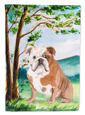 Under the Tree English Bulldog House Flag 28x40 Porch Sleeve Pole Decorative Outside Yard Banner Artwork Wall Hanging, Polyester