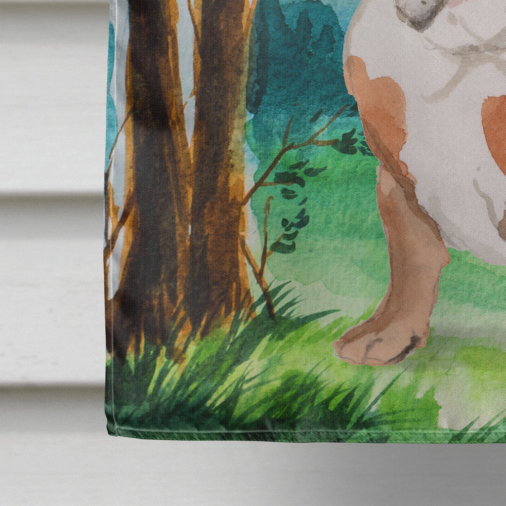 Under the Tree English Bulldog House Flag 28x40 Porch Sleeve Pole Decorative Outside Yard Banner Artwork Wall Hanging, Polyester